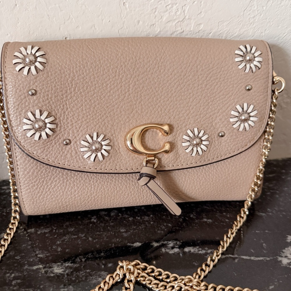 Coach Remi whipstitch daisy crossbody bag in pebble leather